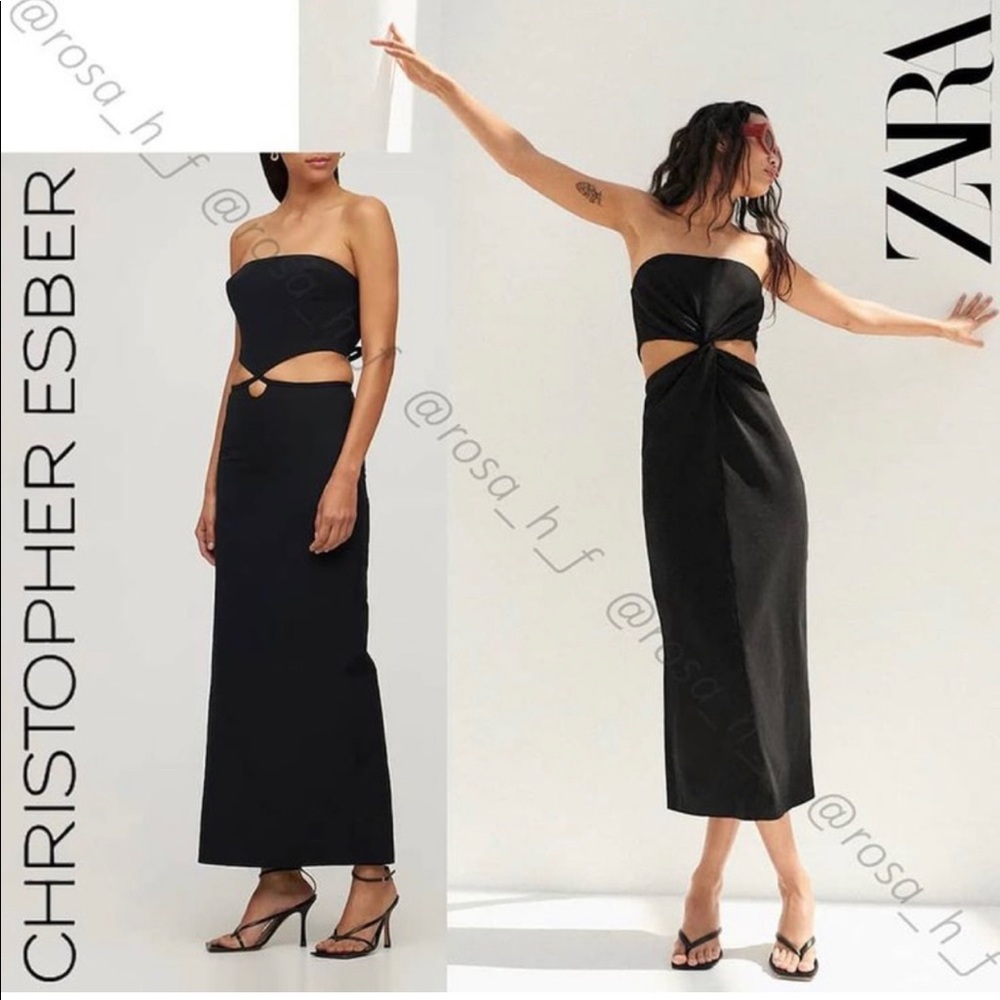 NWT Zara Cut Out Linen Blend Dress
